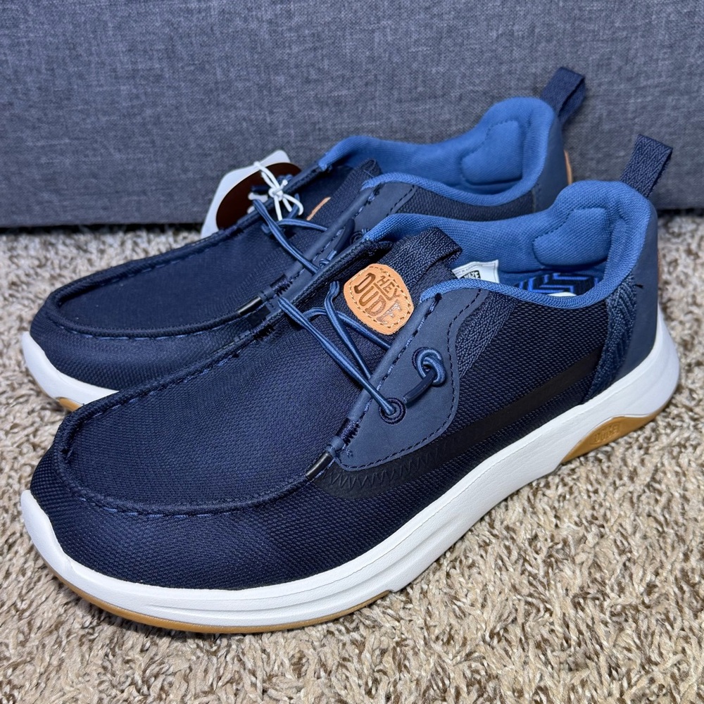 Hey Dude Wally Drift Mesh Men's Size 8 Casual Shoes Navy Blazer Blue White NEW - Picture 3 of 7